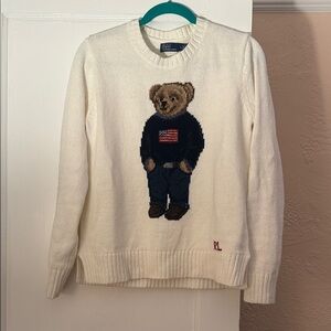 Polo by Ralph Lauren White Sweater with Bear Motif